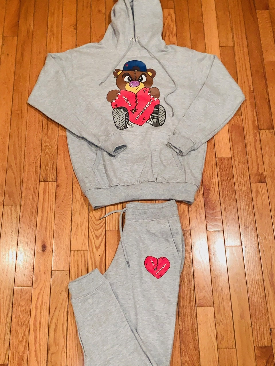 Gray “Broken Hearted Teddy Bear” Sweatsuit