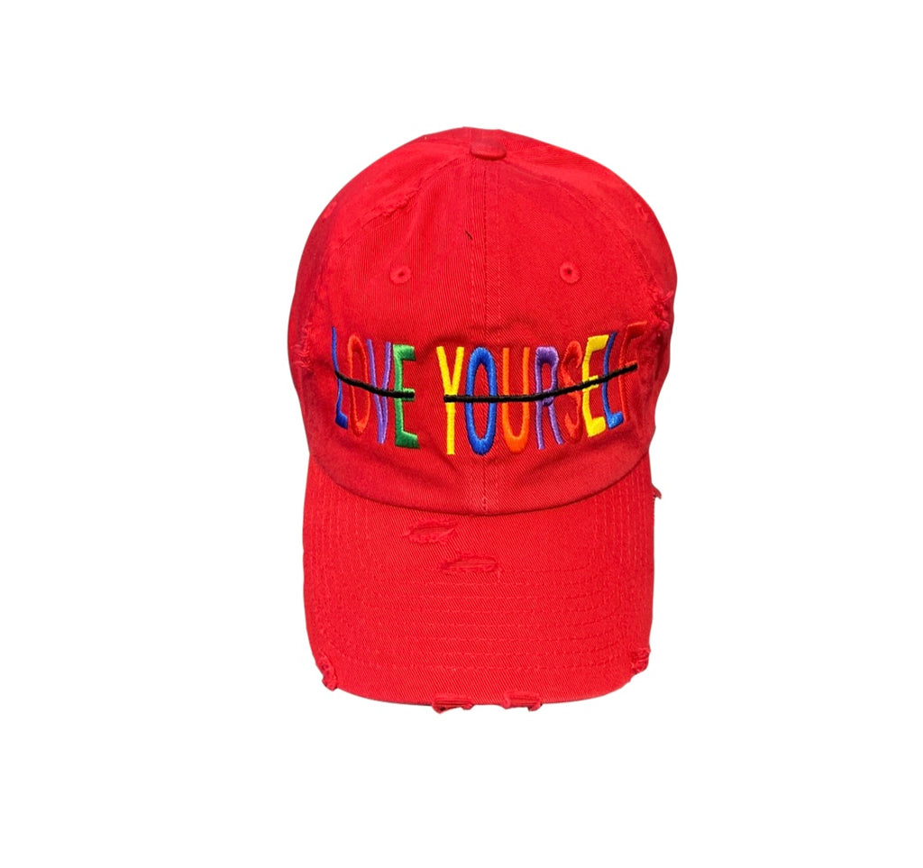 Red Multicolored "Love Yourself" Hat