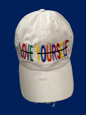 White Multicolored  "Love Yourself " Hat