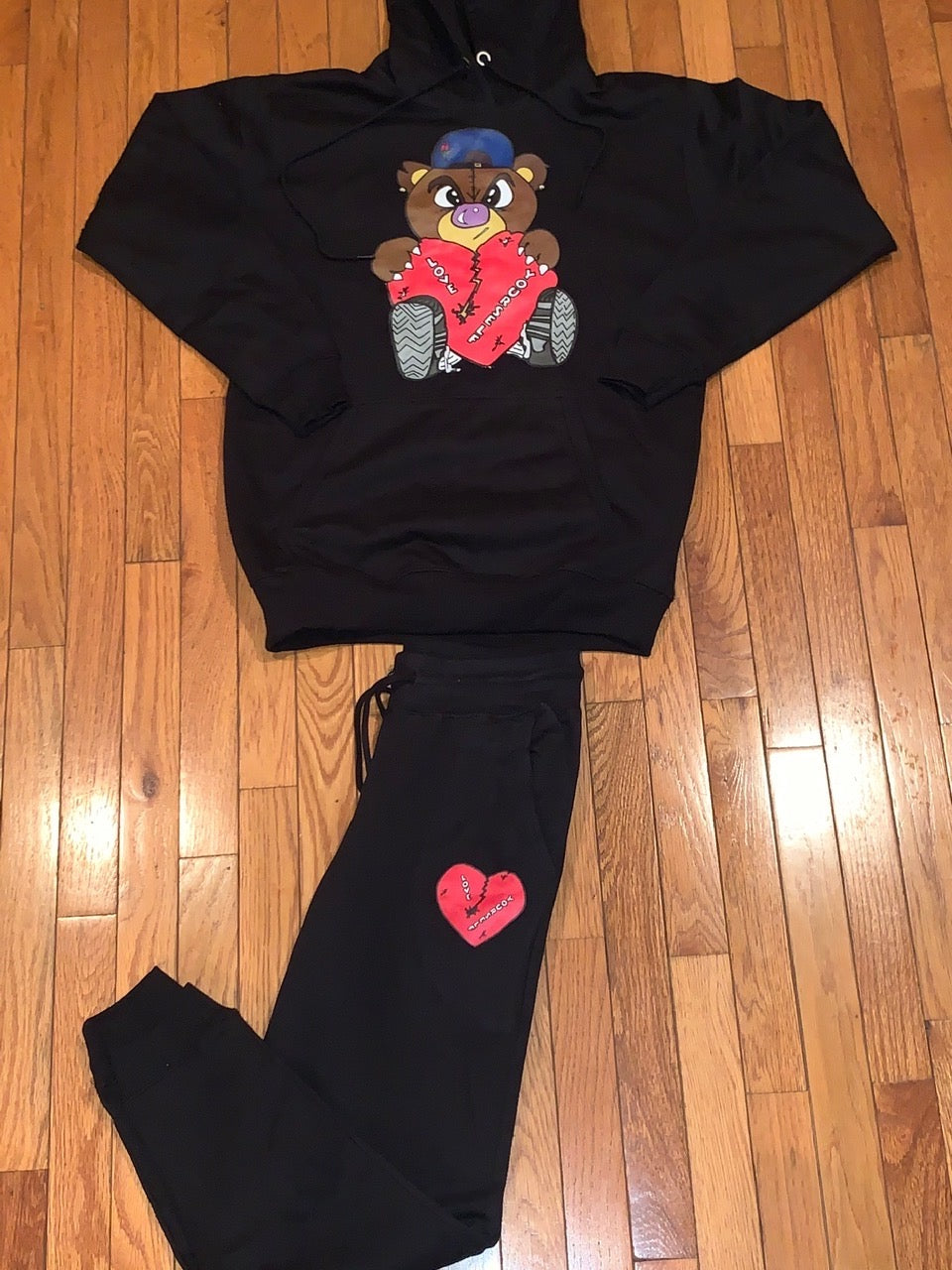 Black “Broken Hearted Teddy Bear” Sweatsuit