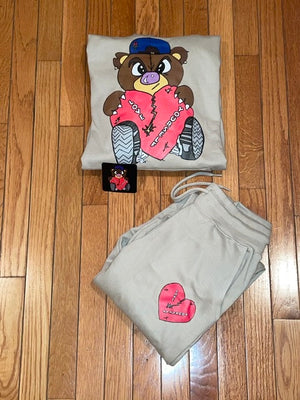 Tan “Broken Hearted Teddy Bear” Sweatsuit