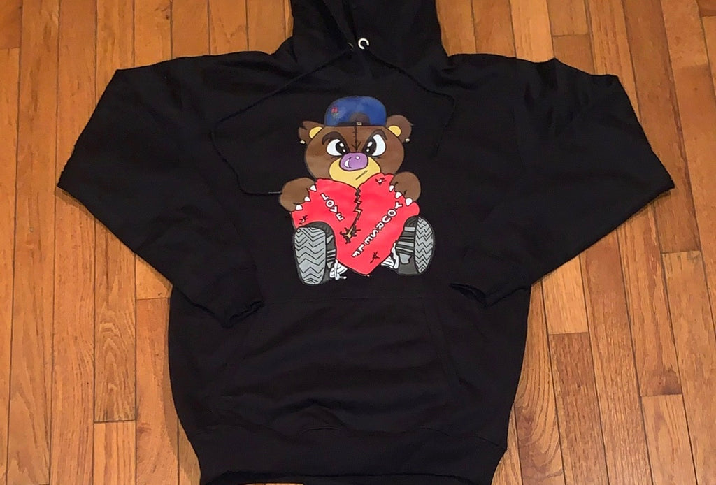 Black “Broken Hearted Teddy Bear” Hoodie