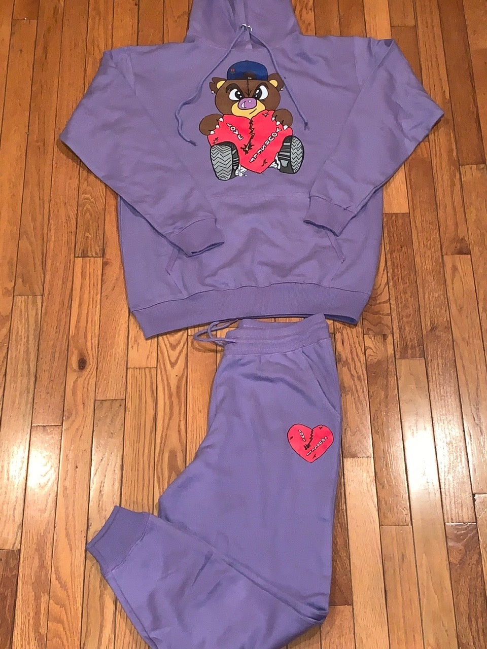 Lavender “Broken Hearted Teddy Bear” Sweatsuit