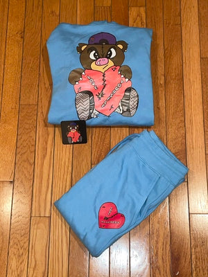 Light Blue “Broken Hearted Teddy Bear” Sweatsuit