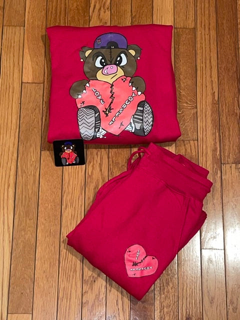 Red “Broken Hearted Teddy Bear” Sweatsuit